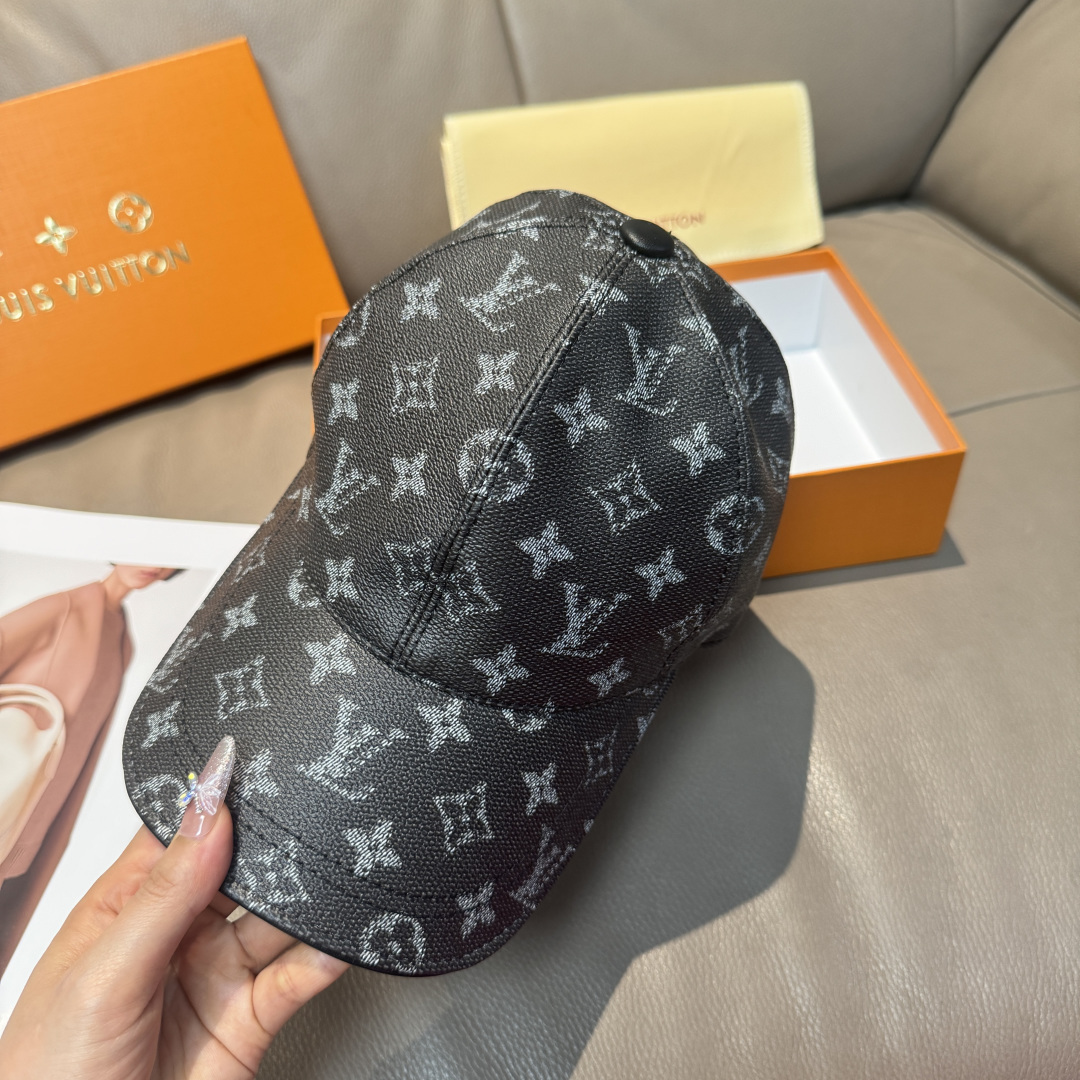 配包装布袋，LV路易威登经典原单棒球帽，经典老花，1:1开模订制，原版专柜PU皮革+头层牛皮包边，长年爆