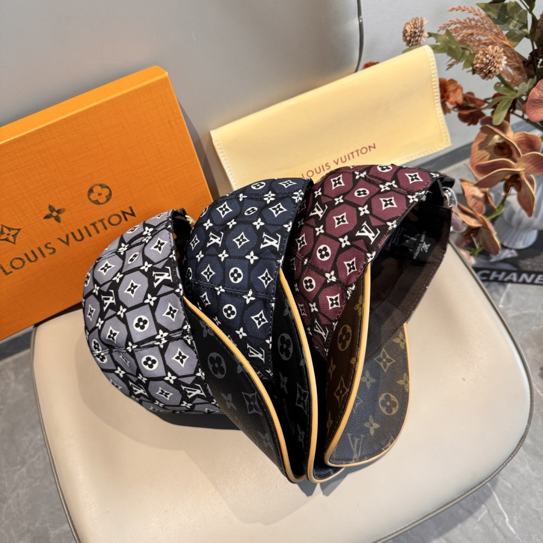 新款出货！配盒子布袋，LV(路易威登)新款原单棒球帽，老花拼接，1:1开模订制，原版纯棉布料+专柜老花布