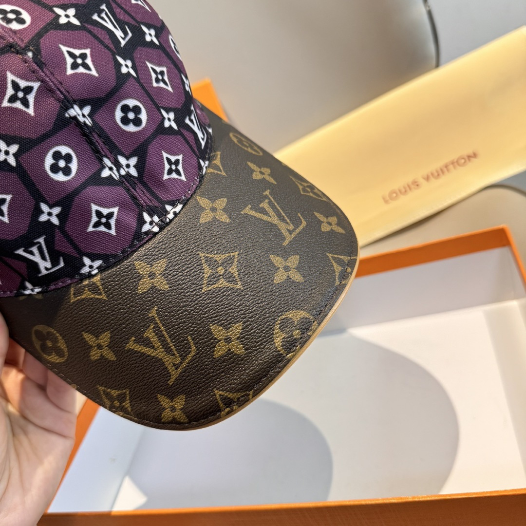 新款出货！配盒子布袋，LV(路易威登)新款原单棒球帽，老花拼接，1:1开模订制，原版纯棉布料+专柜老花布