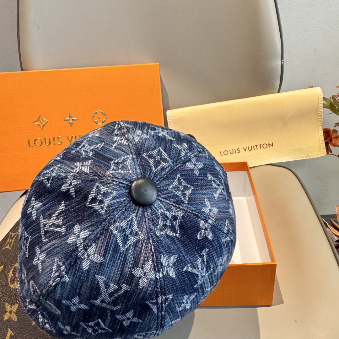 新款出货！配盒子布袋，LV(路易威登)新款原单棒球帽，老花拼接，1:1开模订制，原版纯棉布料+专柜老花布