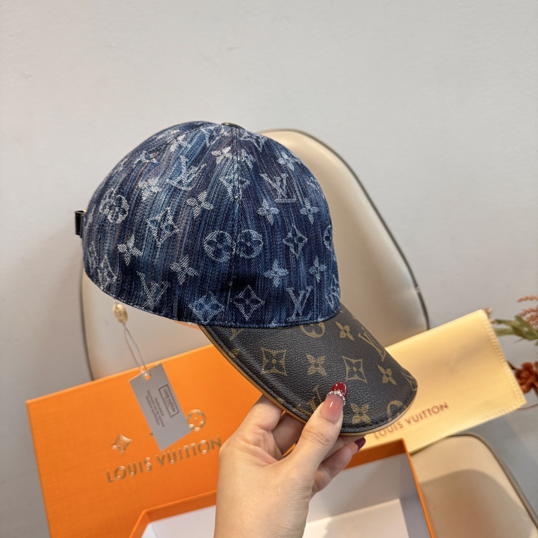 新款出货！配盒子布袋，LV(路易威登)新款原单棒球帽，老花拼接，1:1开模订制，原版纯棉布料+专柜老花布