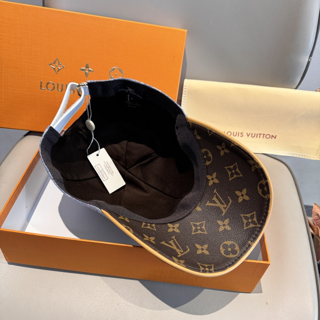 新款出货！配盒子布袋，LV(路易威登)新款原单棒球帽，老花拼接，1:1开模订制，原版纯棉布料+专柜老花布