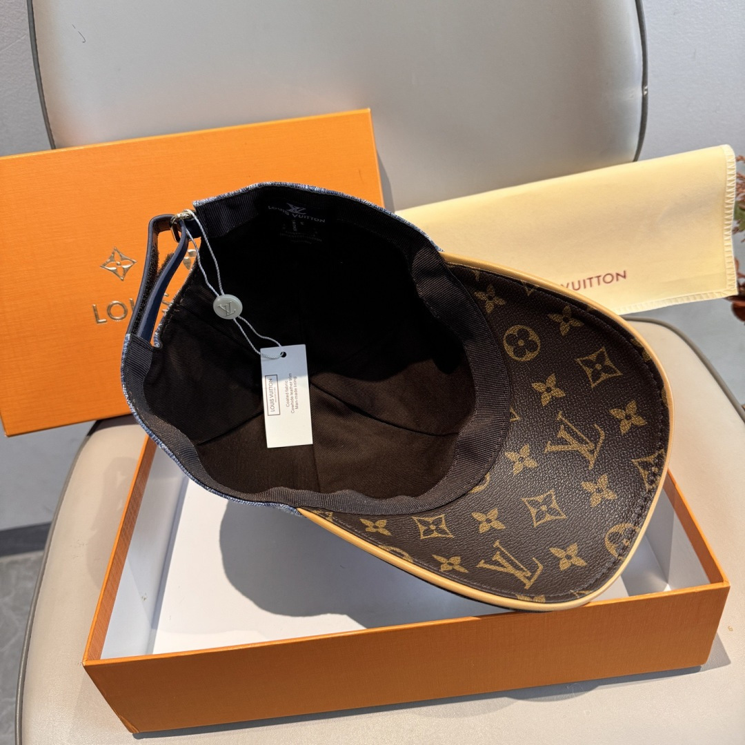 新款出货！配盒子布袋，LV(路易威登)新款原单棒球帽，老花拼接，1:1开模订制，原版纯棉布料+专柜老花布