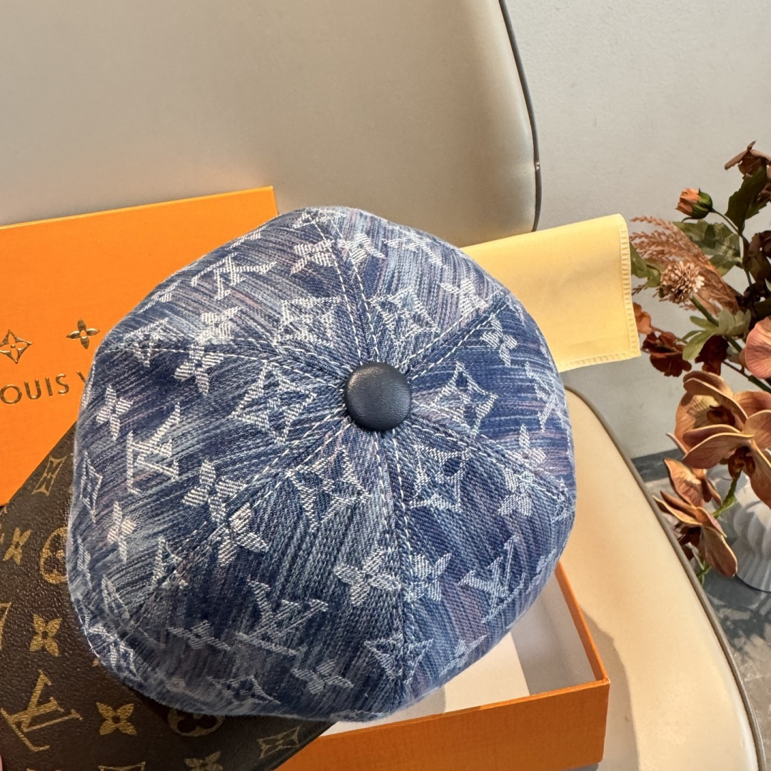 新款出货！配盒子布袋，LV(路易威登)新款原单棒球帽，老花拼接，1:1开模订制，原版纯棉布料+专柜老花布
