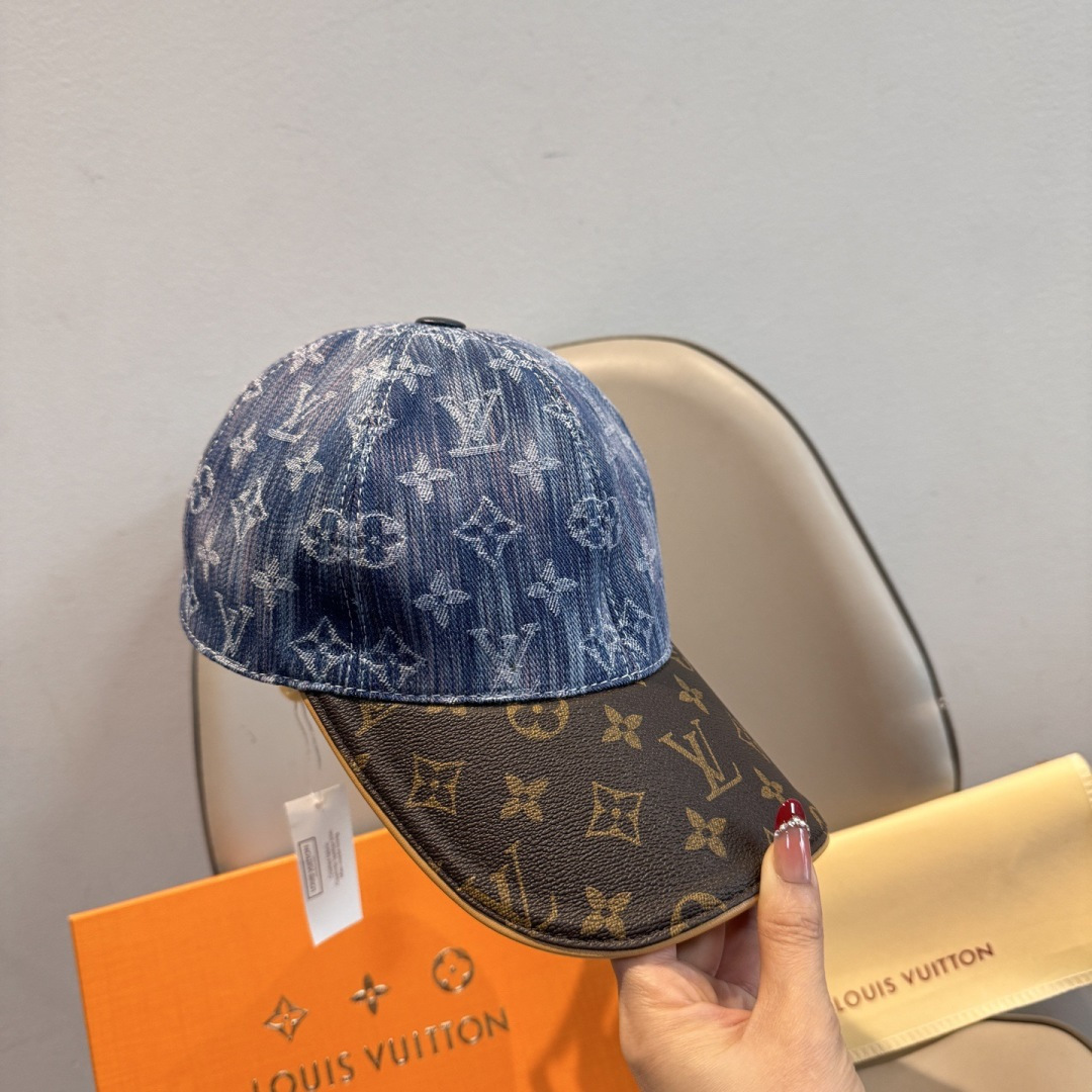 新款出货！配盒子布袋，LV(路易威登)新款原单棒球帽，老花拼接，1:1开模订制，原版纯棉布料+专柜老花布