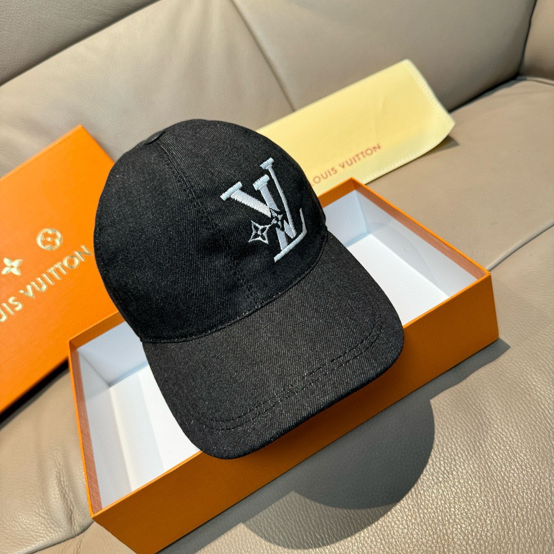 配盒子布袋，LV(路易威登)新款原单棒球帽，LV刺绣，专柜1:1开模订制，原版帆布面料+头层牛皮，精细刺