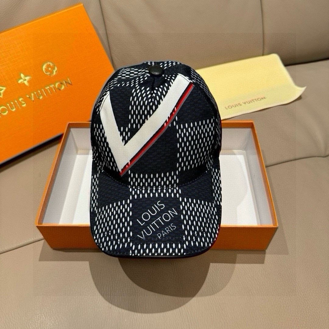 爆款强势回货配盒子布袋，LV(路易威登)新款原单棒球帽，大V丝印，专柜1:1开模订制，原厂订制面料+头层