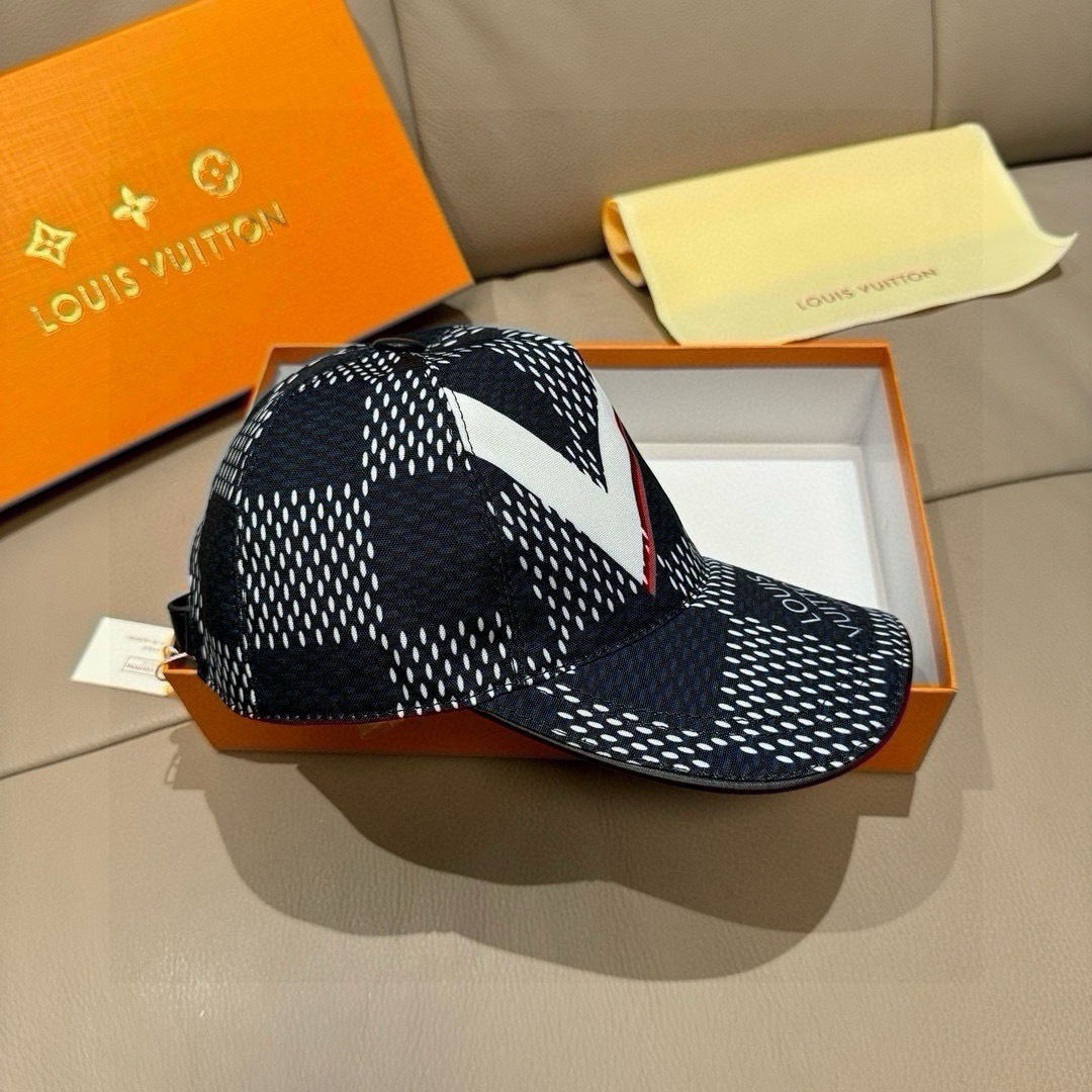 爆款强势回货配盒子布袋，LV(路易威登)新款原单棒球帽，大V丝印，专柜1:1开模订制，原厂订制面料+头层