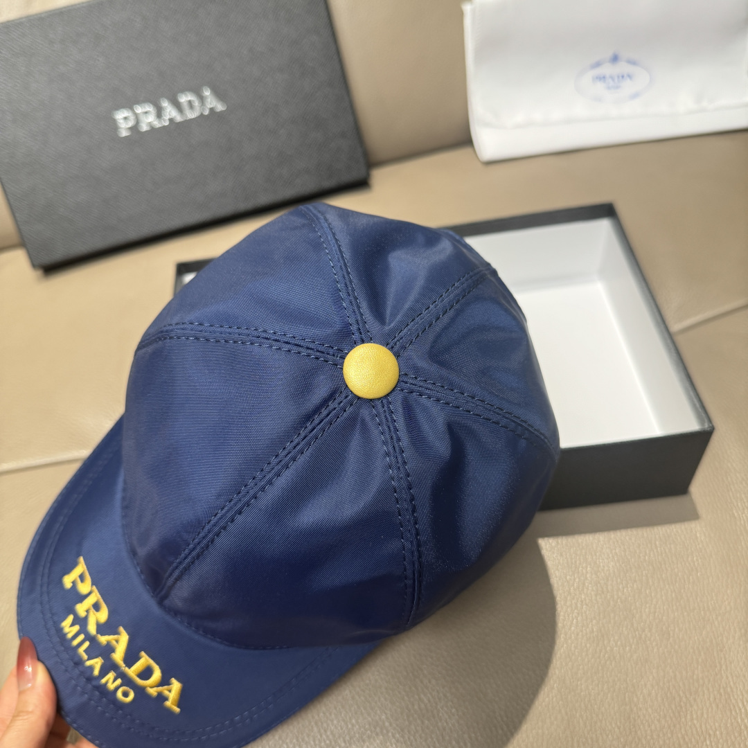 配盒子布袋，Prada(普拉达)新款原单棒球帽， 金丝刺绣，1:1开模订制，原厂金丝线精细刺绣，原版牛津