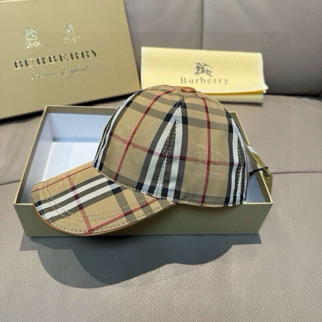 爆款回货！配盒子布袋Burberry（巴宝莉）原单棒球帽， 专柜热卖款，暗纹骑士，1:1开模订制，帆布面