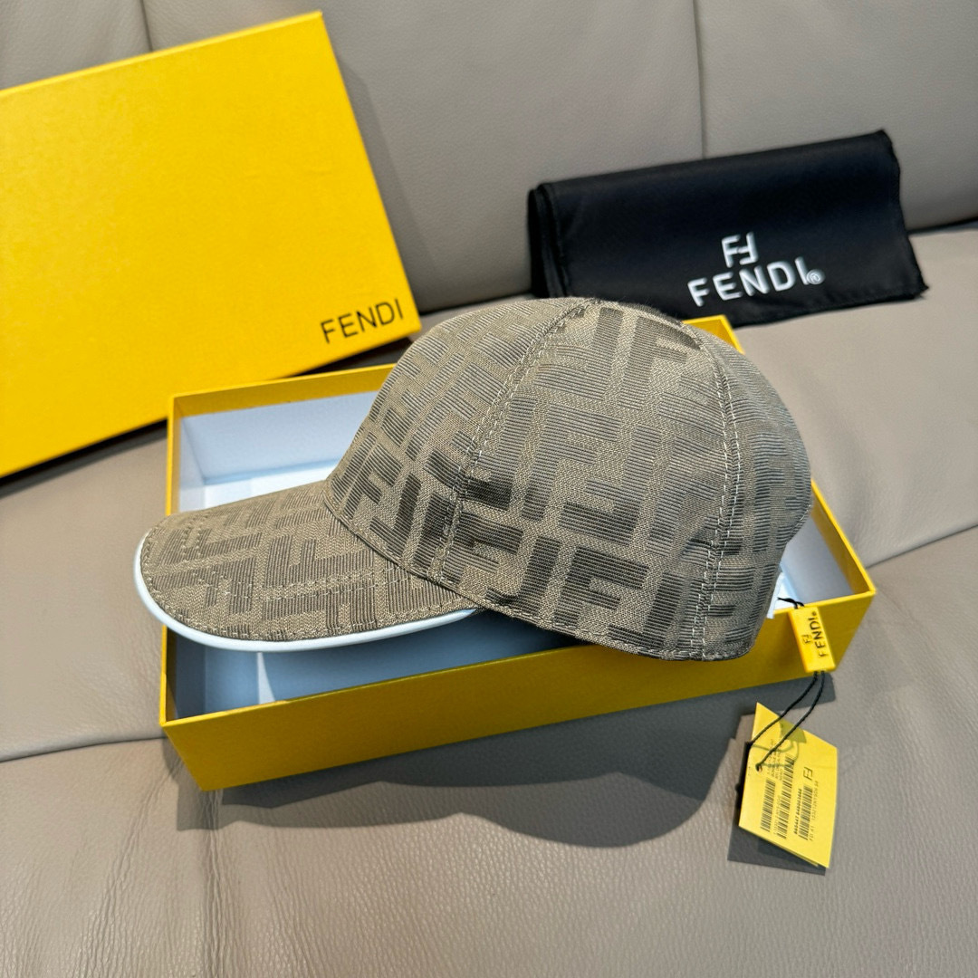 配盒子布袋，Fendi（芬迪）新款原单棒球帽， 双F提花，专柜常年热卖款，口碑极佳，1:1开模订制，原版