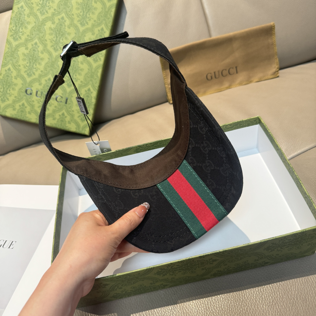 原单版本出货！配盒子布袋，Gucci(古奇)最新原单宽版织带空顶帽。专柜1:1开模订制，最高版本，原版帆