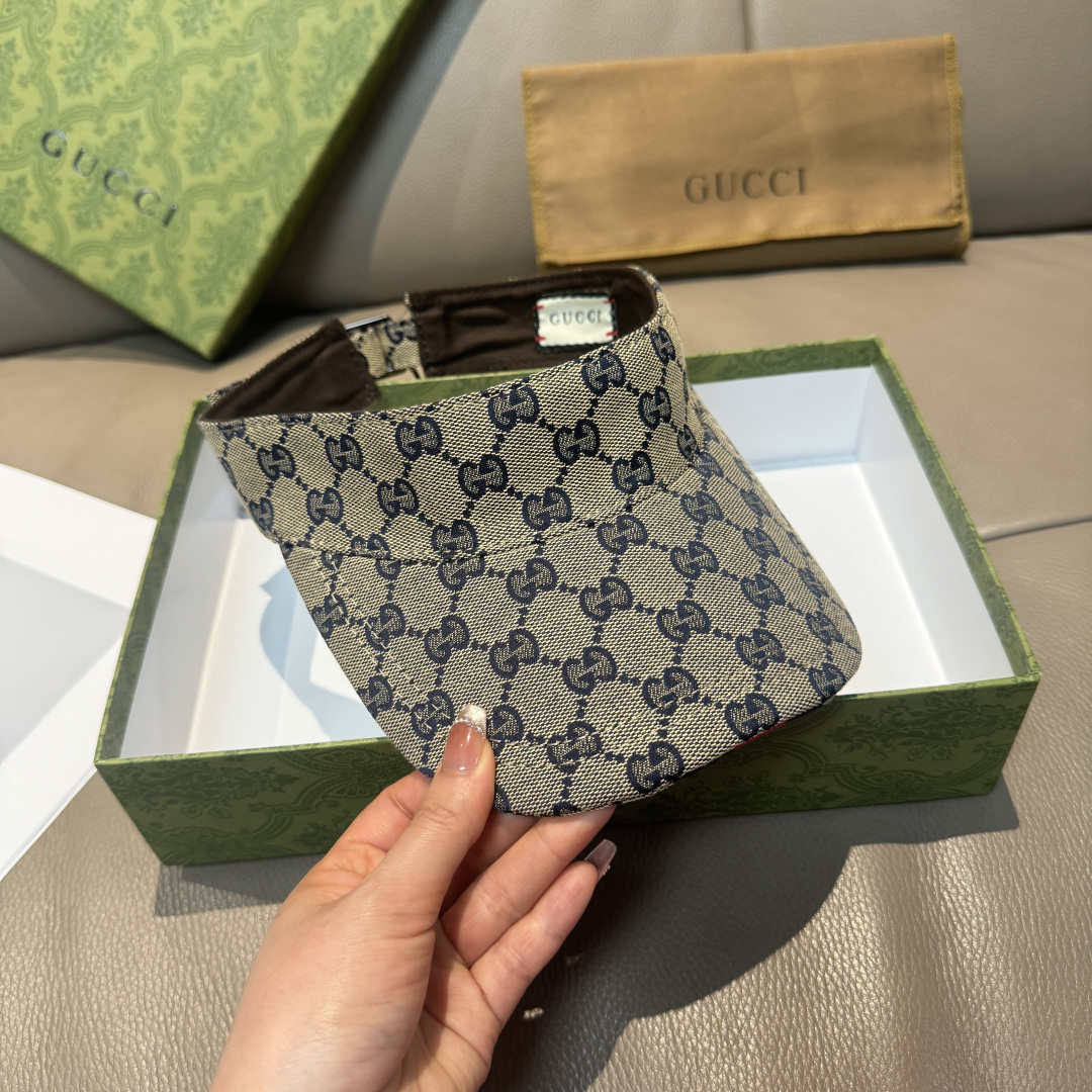原单版本出货！配盒子布袋，Gucci(古奇)最新原单宽版织带空顶帽。专柜1:1开模订制，最高版本，原版帆