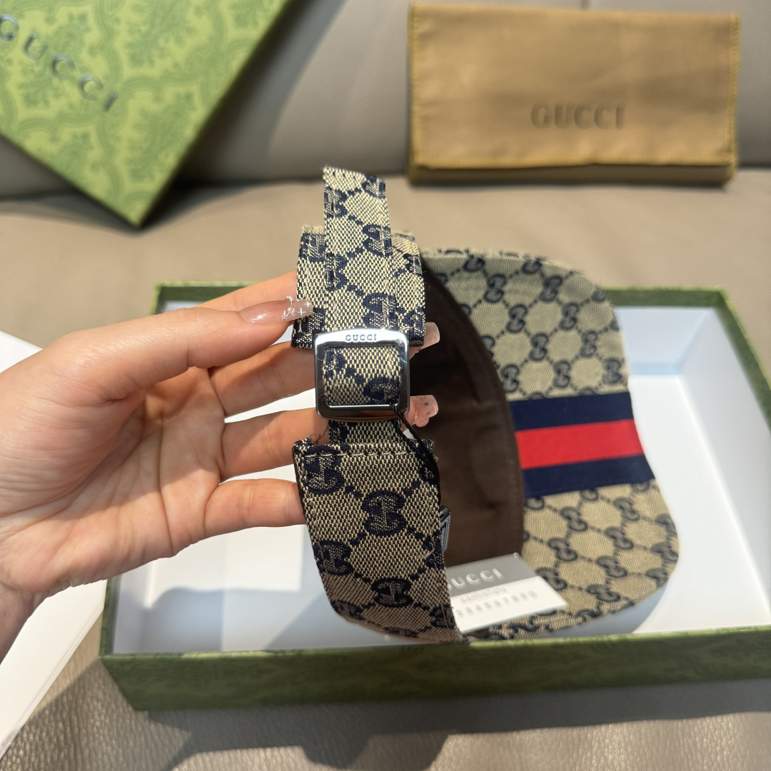 原单版本出货！配盒子布袋，Gucci(古奇)最新原单宽版织带空顶帽。专柜1:1开模订制，最高版本，原版帆