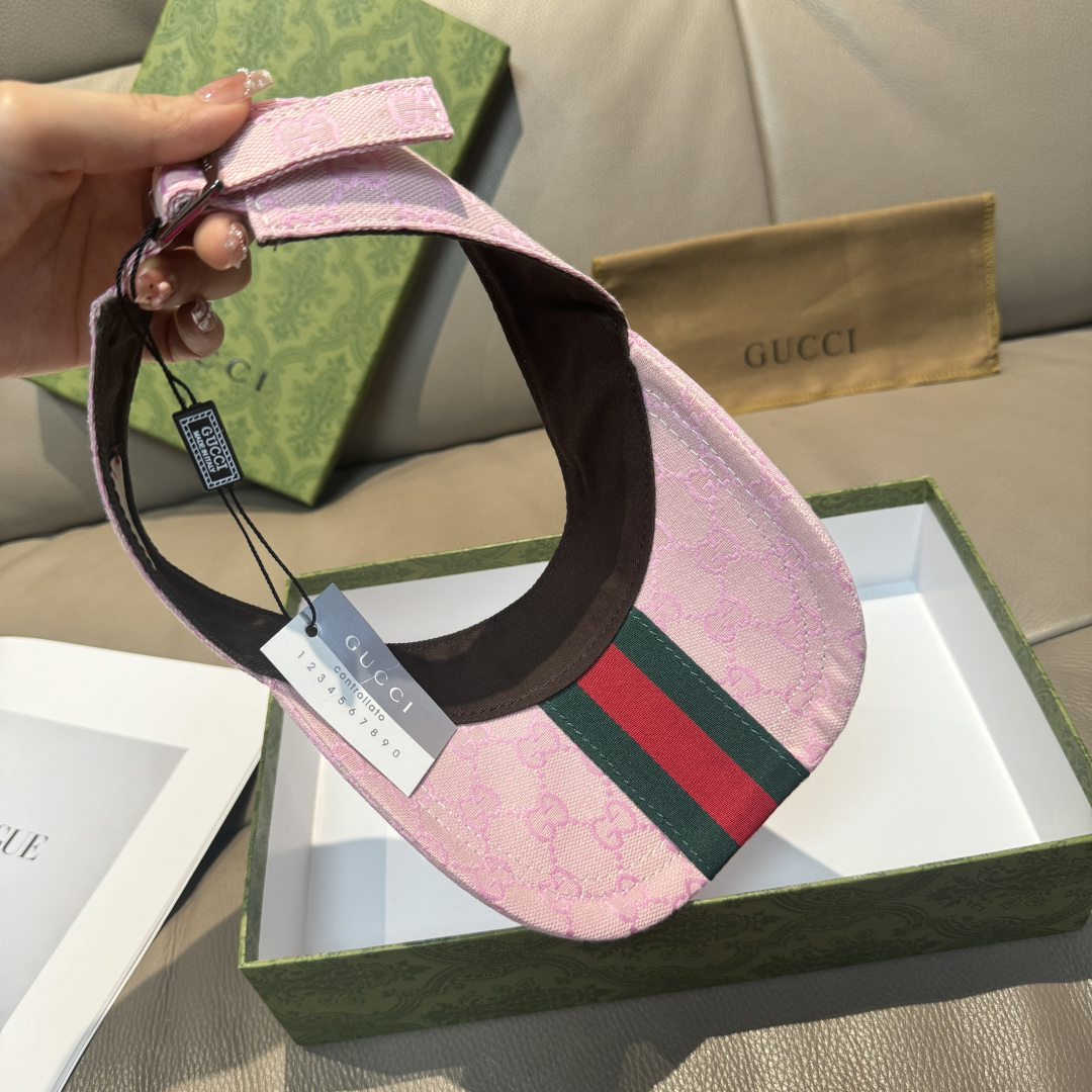 原单版本出货！配盒子布袋，Gucci(古奇)最新原单宽版织带空顶帽。专柜1:1开模订制，最高版本，原版帆