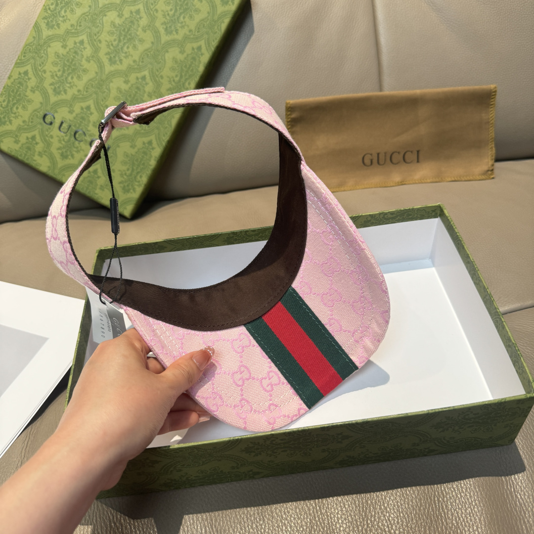 原单版本出货！配盒子布袋，Gucci(古奇)最新原单宽版织带空顶帽。专柜1:1开模订制，最高版本，原版帆