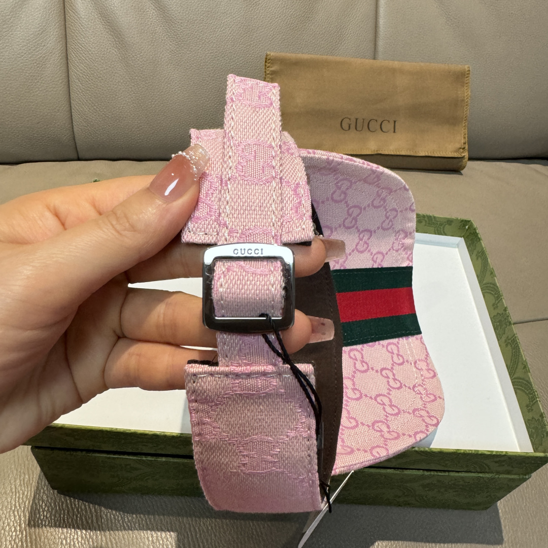 原单版本出货！配盒子布袋，Gucci(古奇)最新原单宽版织带空顶帽。专柜1:1开模订制，最高版本，原版帆
