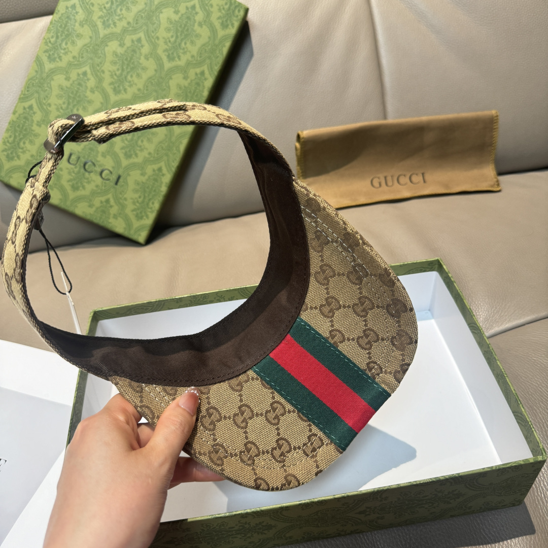 原单版本出货！配盒子布袋，Gucci(古奇)最新原单宽版织带空顶帽。专柜1:1开模订制，最高版本，原版帆