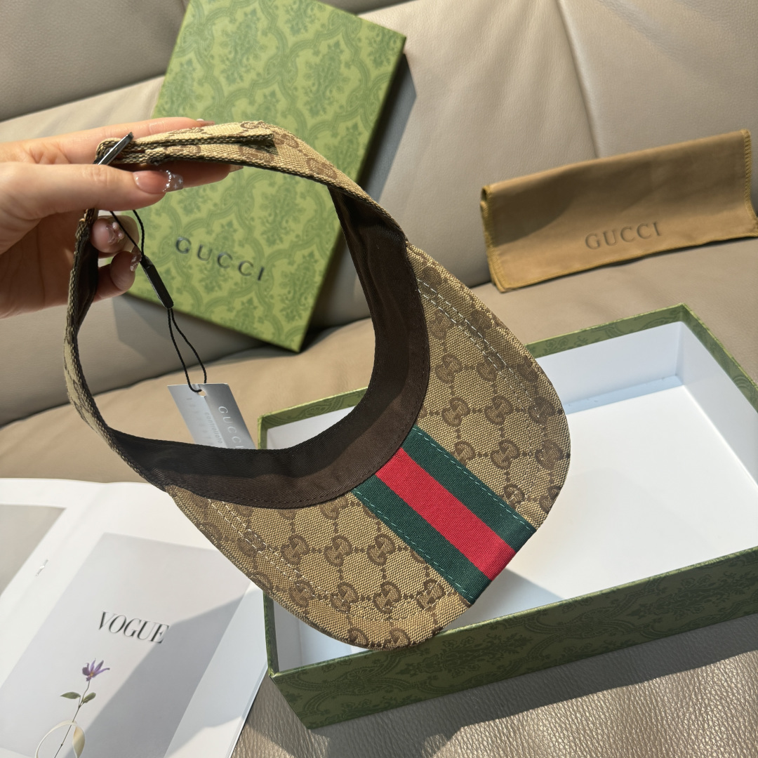 原单版本出货！配盒子布袋，Gucci(古奇)最新原单宽版织带空顶帽。专柜1:1开模订制，最高版本，原版帆