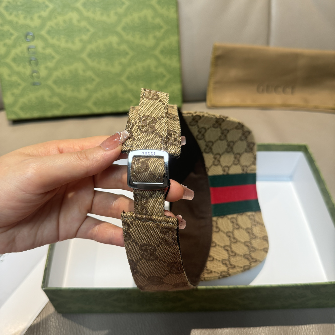 原单版本出货！配盒子布袋，Gucci(古奇)最新原单宽版织带空顶帽。专柜1:1开模订制，最高版本，原版帆