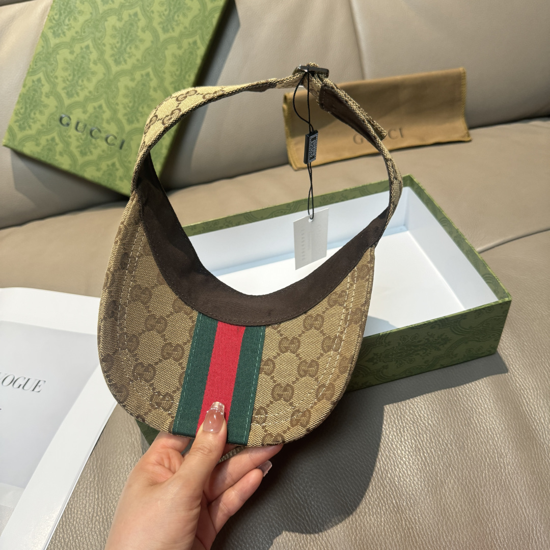 原单版本出货！配盒子布袋，Gucci(古奇)最新原单宽版织带空顶帽。专柜1:1开模订制，最高版本，原版帆