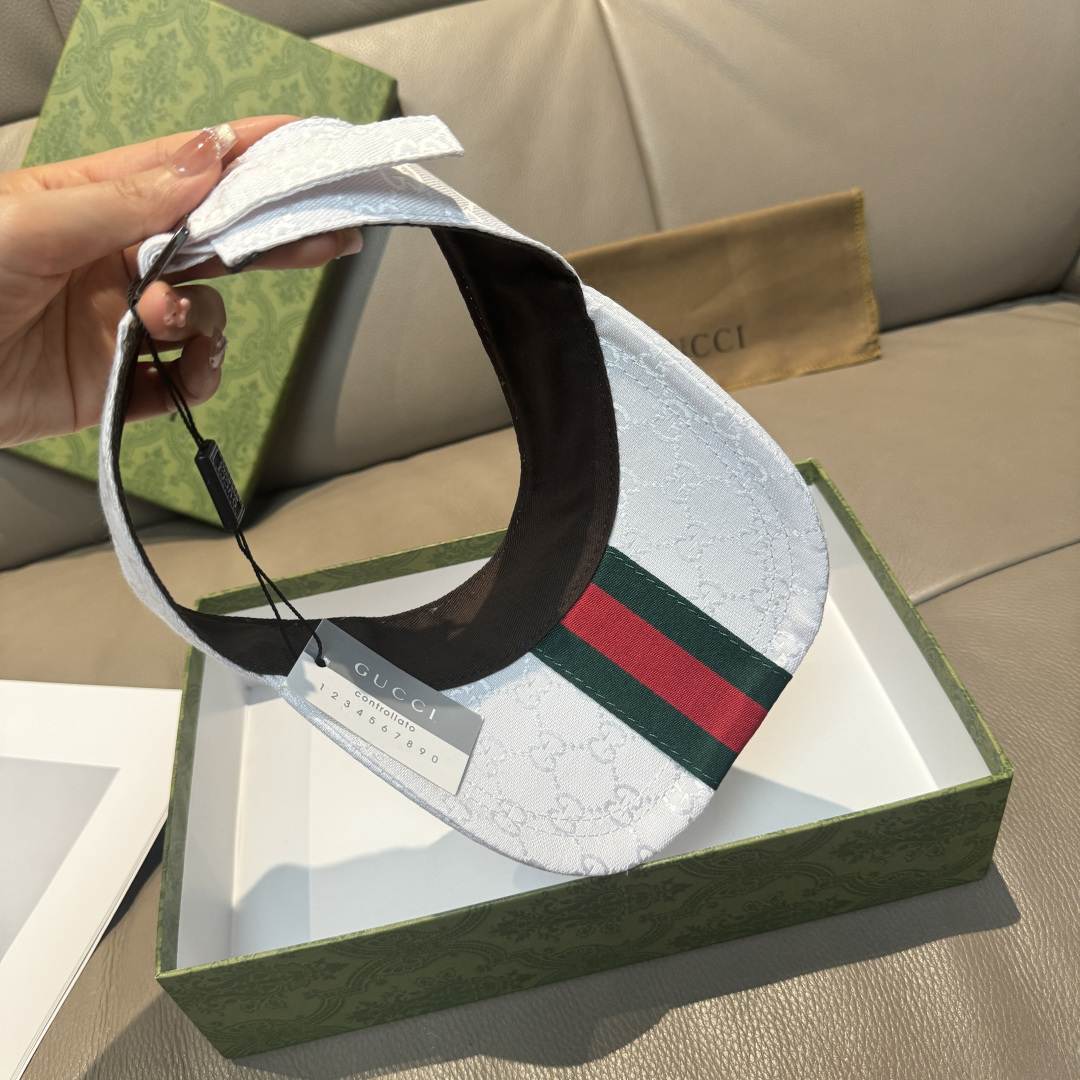 原单版本出货！配盒子布袋，Gucci(古奇)最新原单宽版织带空顶帽。专柜1:1开模订制，最高版本，原版帆