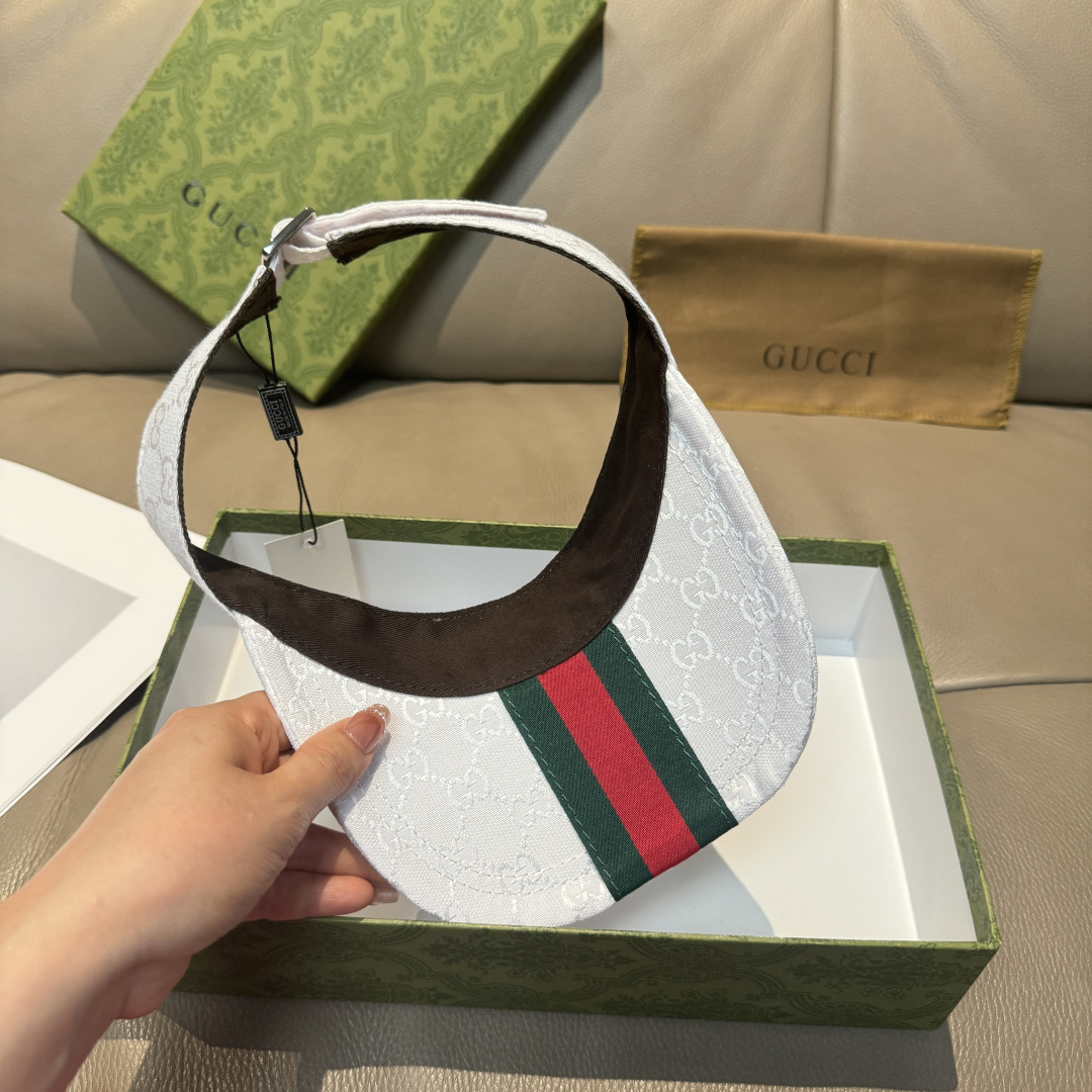 原单版本出货！配盒子布袋，Gucci(古奇)最新原单宽版织带空顶帽。专柜1:1开模订制，最高版本，原版帆