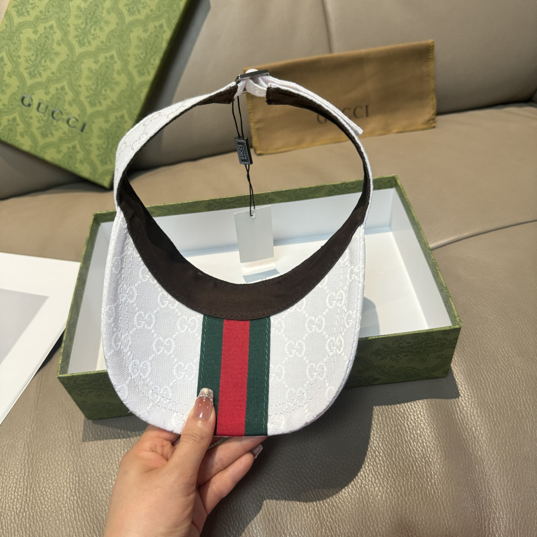 原单版本出货！配盒子布袋，Gucci(古奇)最新原单宽版织带空顶帽。专柜1:1开模订制，最高版本，原版帆