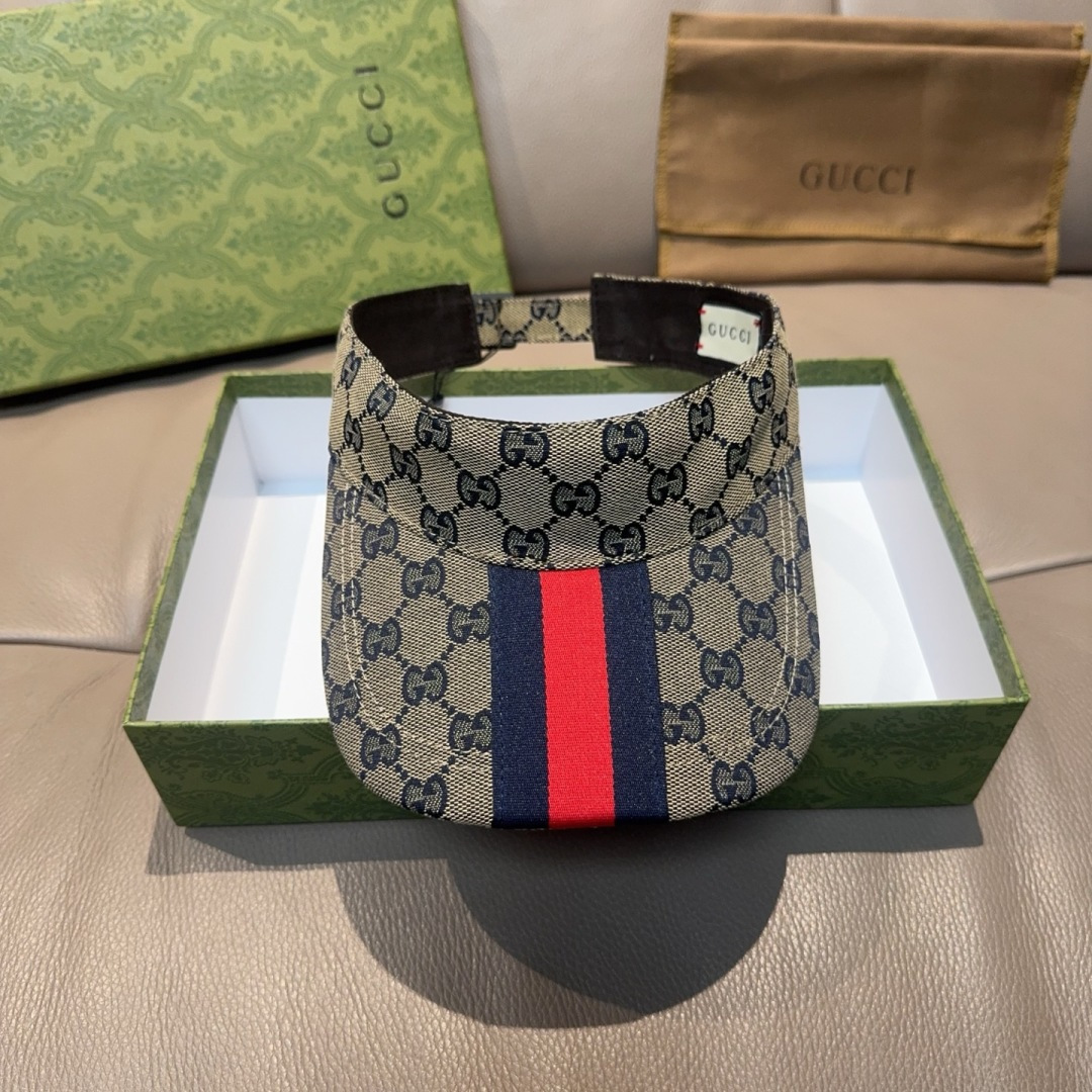 原单版本出货！配盒子布袋，Gucci(古奇)最新原单宽版织带空顶帽。专柜1:1开模订制，最高版本，原版帆