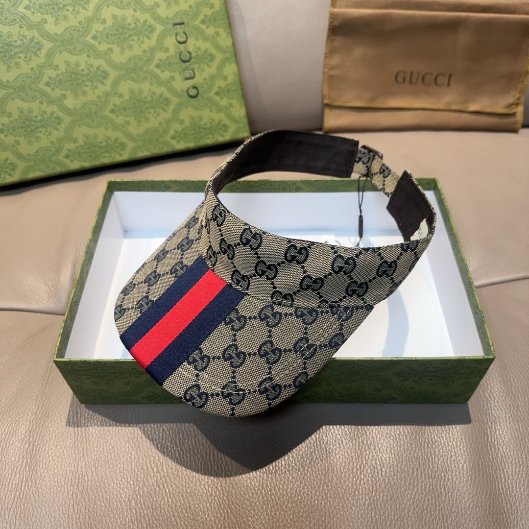 原单版本出货！配盒子布袋，Gucci(古奇)最新原单宽版织带空顶帽。专柜1:1开模订制，最高版本，原版帆