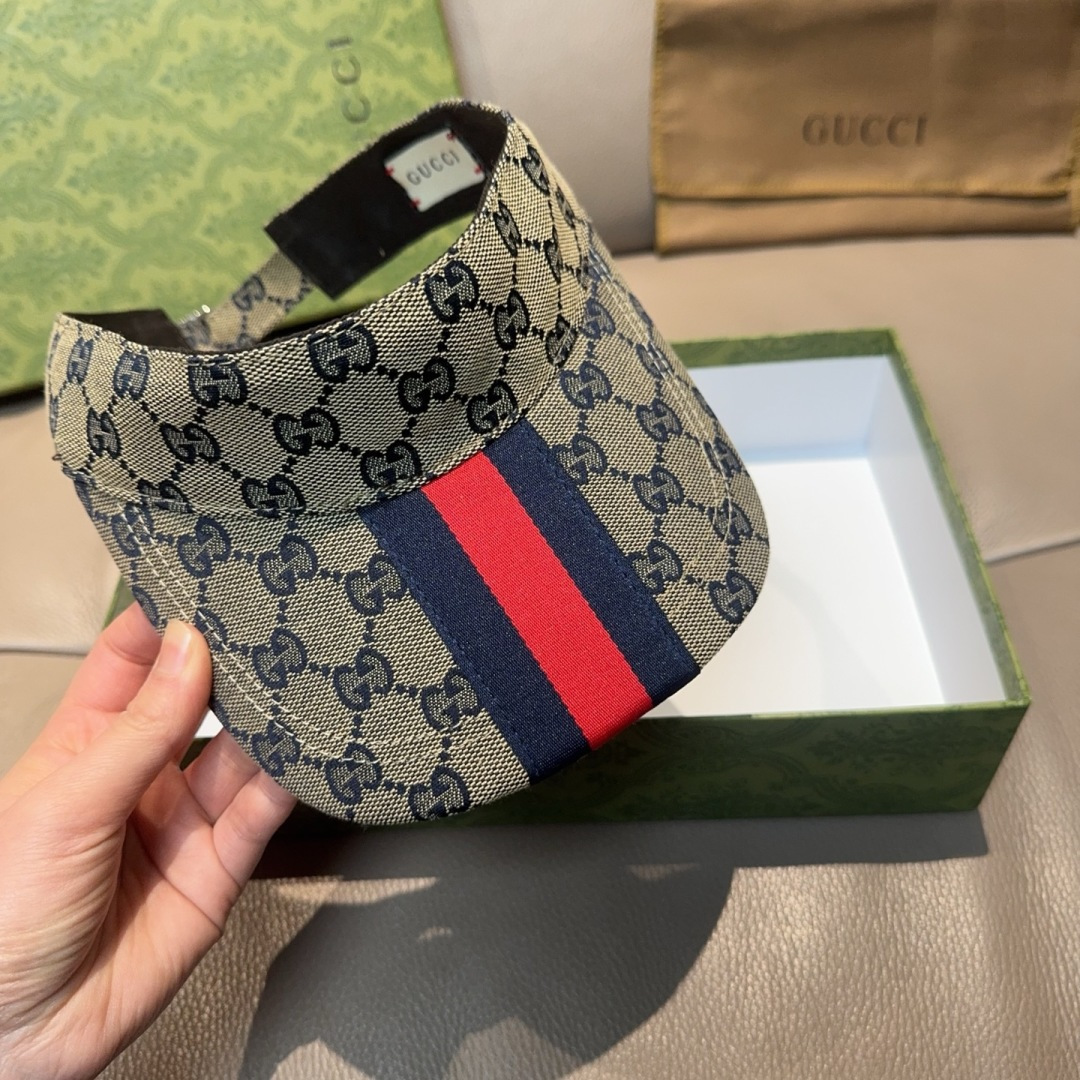 原单版本出货！配盒子布袋，Gucci(古奇)最新原单宽版织带空顶帽。专柜1:1开模订制，最高版本，原版帆
