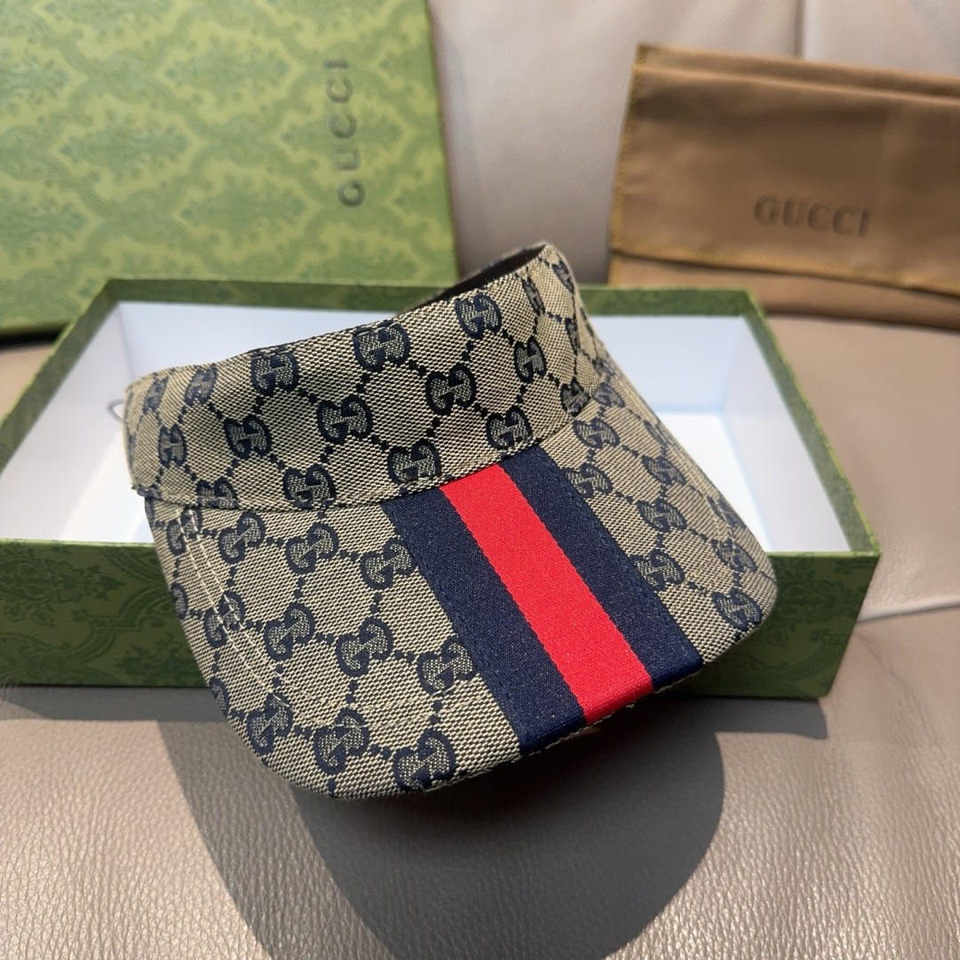 原单版本出货！配盒子布袋，Gucci(古奇)最新原单宽版织带空顶帽。专柜1:1开模订制，最高版本，原版帆