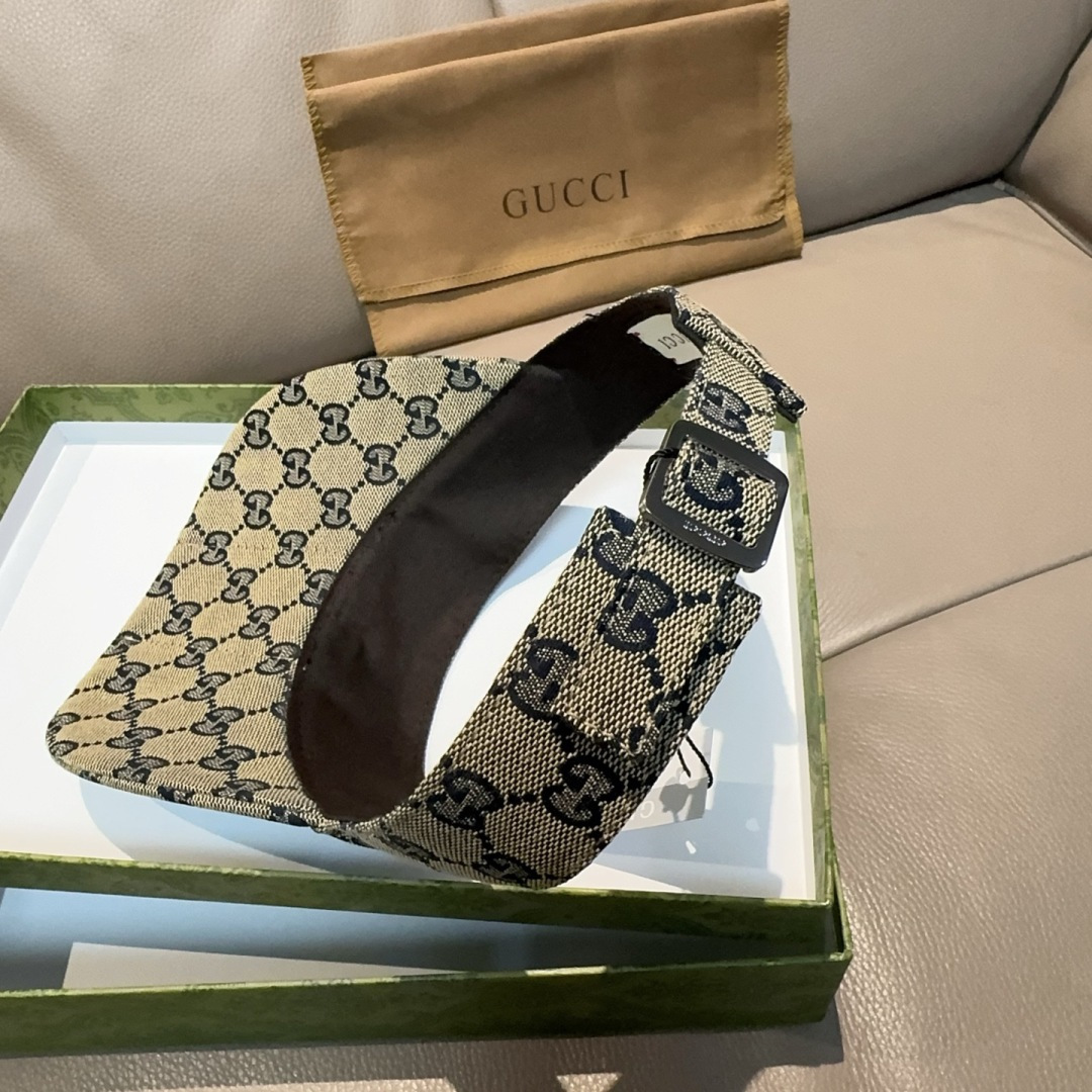 原单版本出货！配盒子布袋，Gucci(古奇)最新原单宽版织带空顶帽。专柜1:1开模订制，最高版本，原版帆