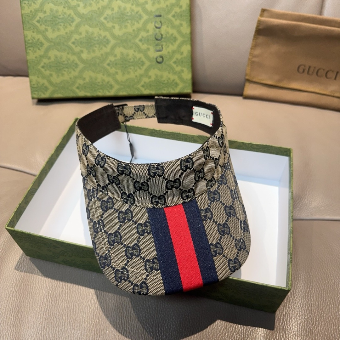 原单版本出货！配盒子布袋，Gucci(古奇)最新原单宽版织带空顶帽。专柜1:1开模订制，最高版本，原版帆