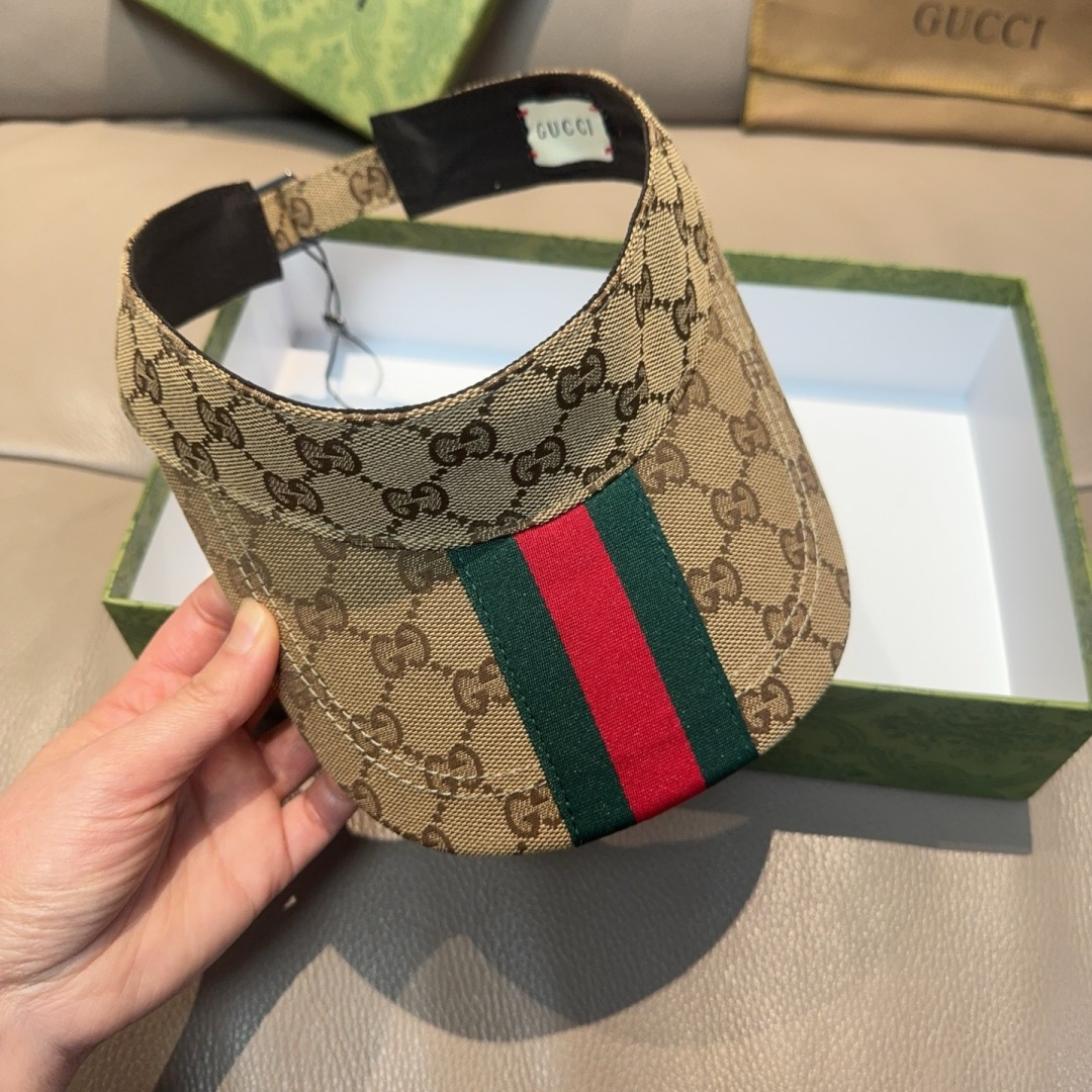 原单版本出货！配盒子布袋，Gucci(古奇)最新原单宽版织带空顶帽。专柜1:1开模订制，最高版本，原版帆