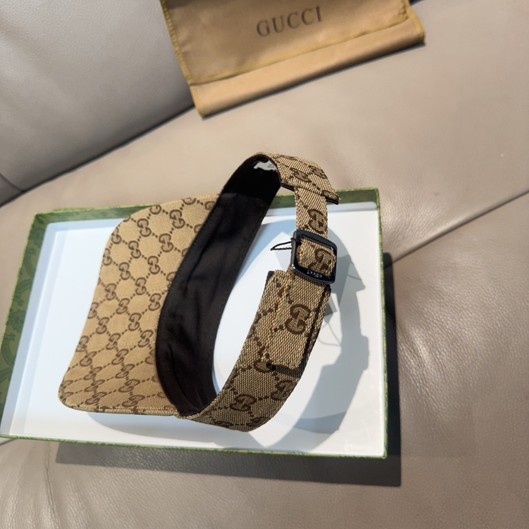 原单版本出货！配盒子布袋，Gucci(古奇)最新原单宽版织带空顶帽。专柜1:1开模订制，最高版本，原版帆
