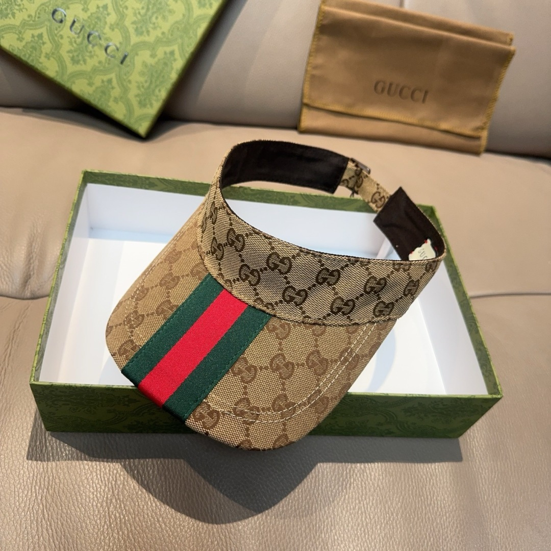 原单版本出货！配盒子布袋，Gucci(古奇)最新原单宽版织带空顶帽。专柜1:1开模订制，最高版本，原版帆