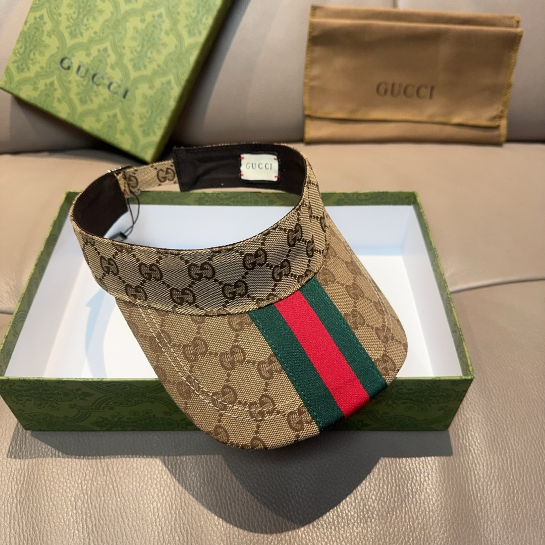 原单版本出货！配盒子布袋，Gucci(古奇)最新原单宽版织带空顶帽。专柜1:1开模订制，最高版本，原版帆