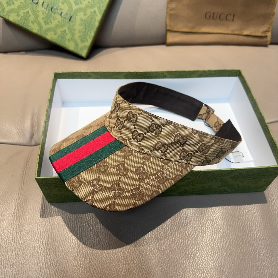 原单版本出货！配盒子布袋，Gucci(古奇)最新原单宽版织带空顶帽。专柜1:1开模订制，最高版本，原版帆