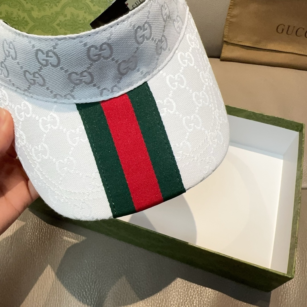 原单版本出货！配盒子布袋，Gucci(古奇)最新原单宽版织带空顶帽。专柜1:1开模订制，最高版本，原版帆
