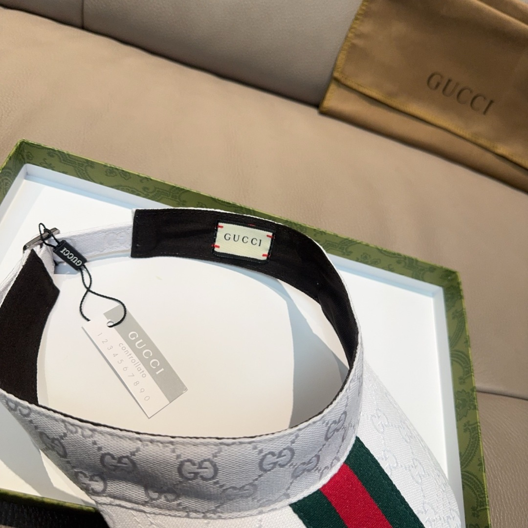 原单版本出货！配盒子布袋，Gucci(古奇)最新原单宽版织带空顶帽。专柜1:1开模订制，最高版本，原版帆