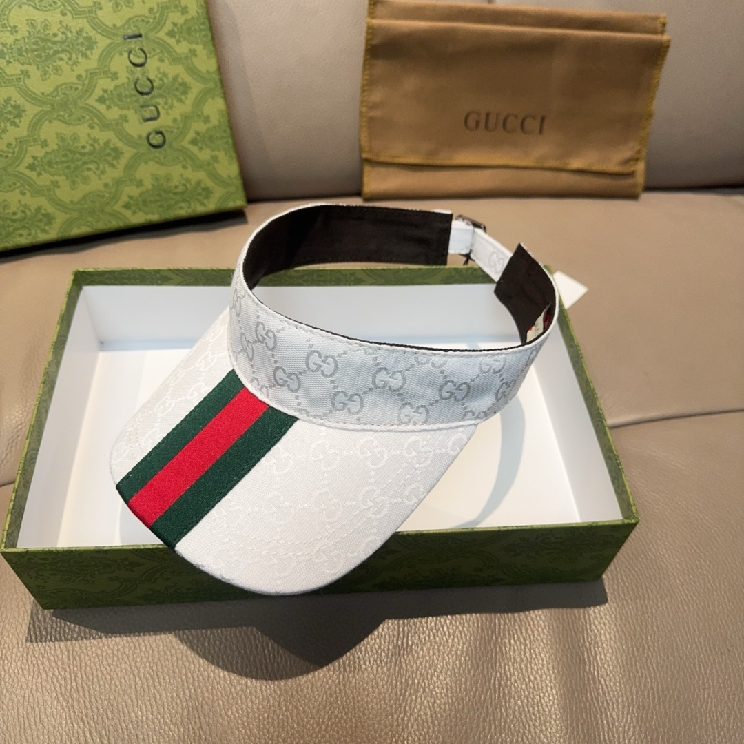 原单版本出货！配盒子布袋，Gucci(古奇)最新原单宽版织带空顶帽。专柜1:1开模订制，最高版本，原版帆