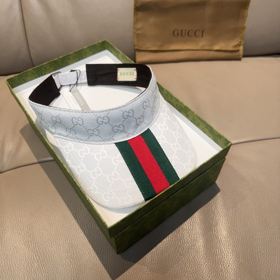 原单版本出货！配盒子布袋，Gucci(古奇)最新原单宽版织带空顶帽。专柜1:1开模订制，最高版本，原版帆