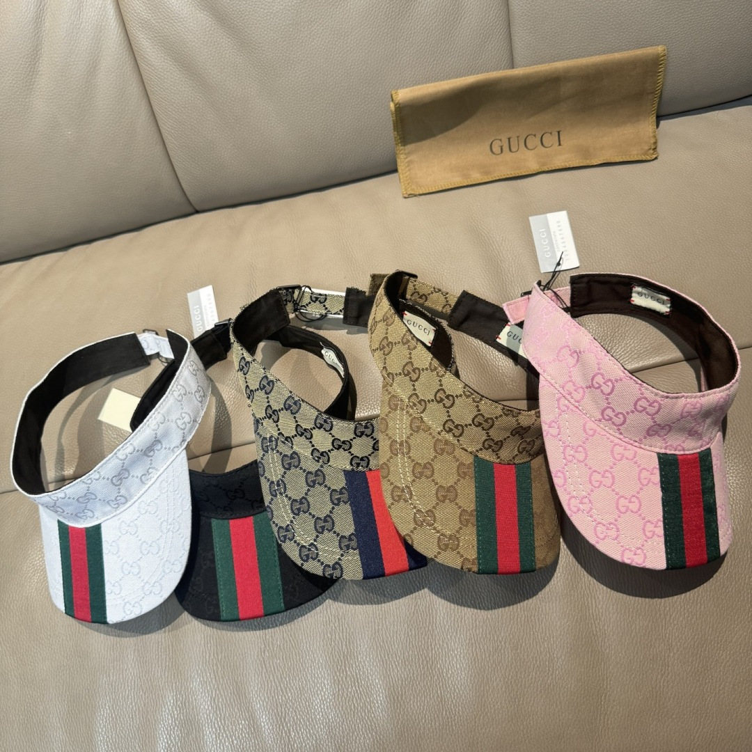 原单版本出货！配盒子布袋，Gucci(古奇)最新原单宽版织带空顶帽。专柜1:1开模订制，最高版本，原版帆