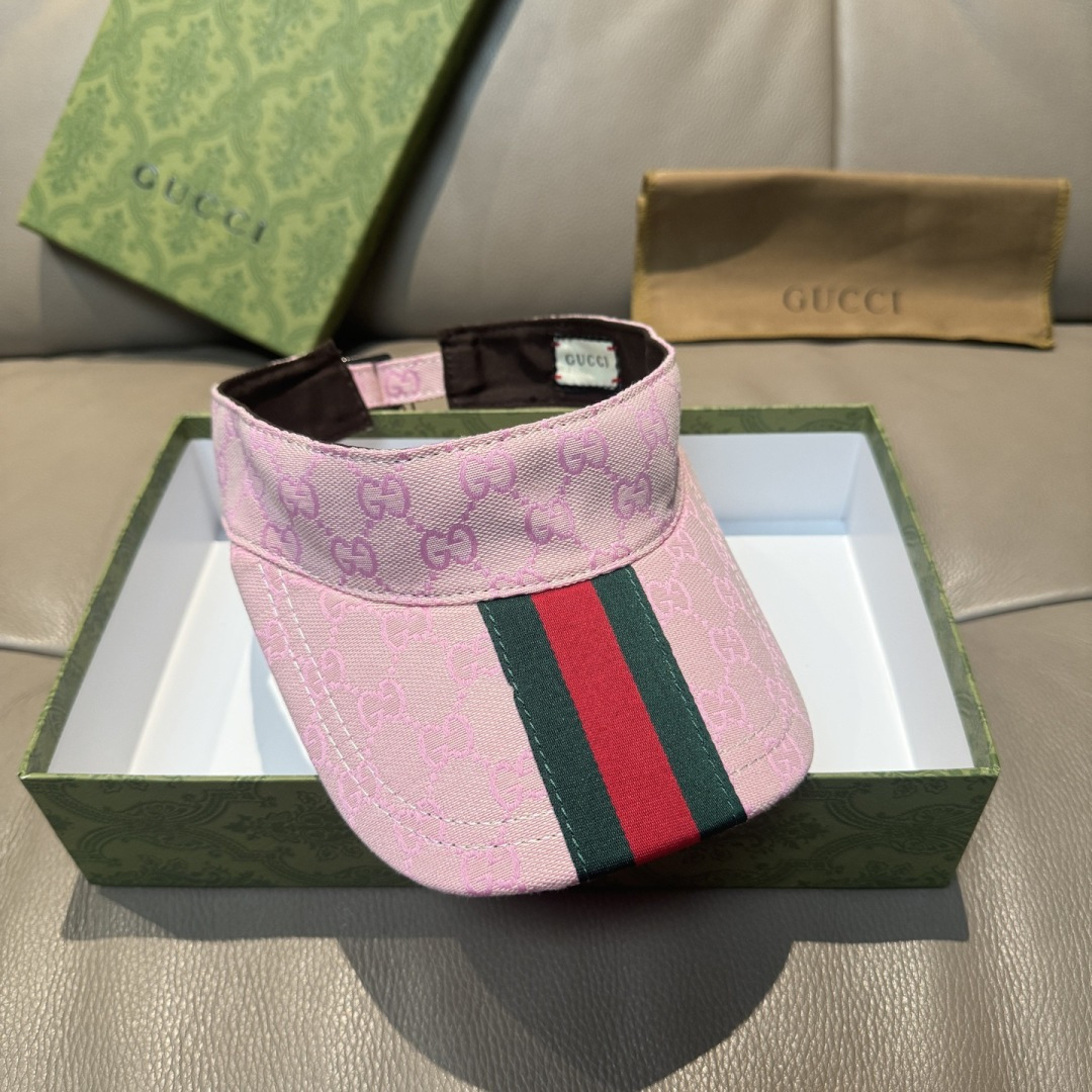 原单版本出货！配盒子布袋，Gucci(古奇)最新原单宽版织带空顶帽。专柜1:1开模订制，最高版本，原版帆