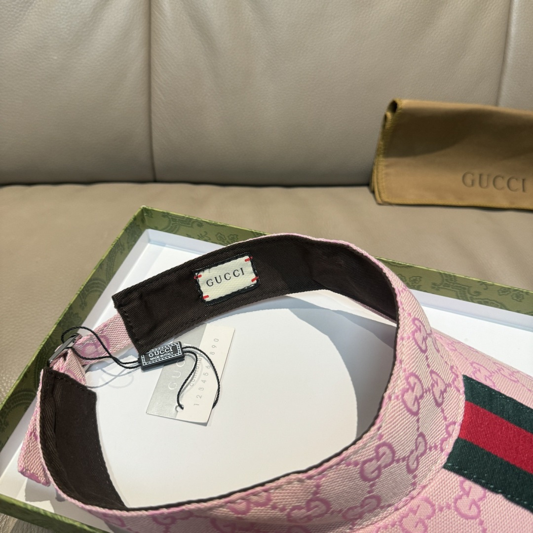 原单版本出货！配盒子布袋，Gucci(古奇)最新原单宽版织带空顶帽。专柜1:1开模订制，最高版本，原版帆