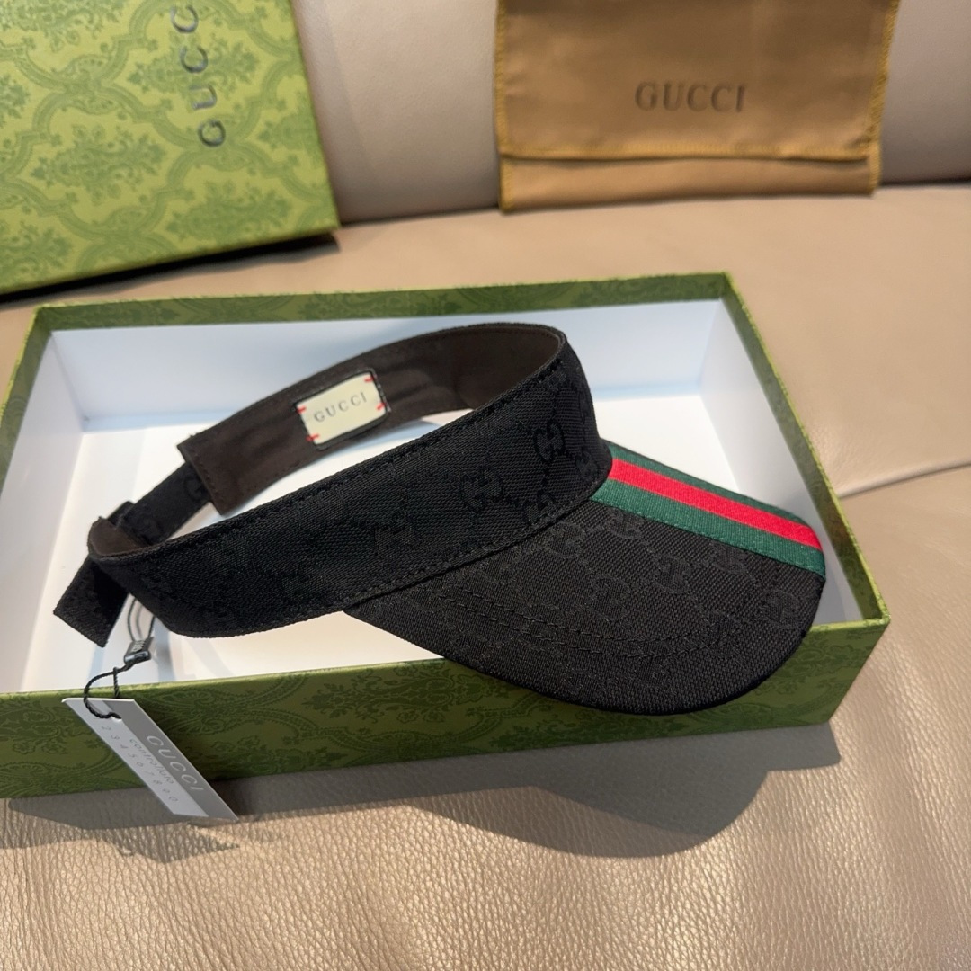 原单版本出货！配盒子布袋，Gucci(古奇)最新原单宽版织带空顶帽。专柜1:1开模订制，最高版本，原版帆