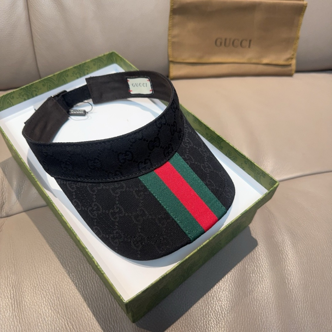 原单版本出货！配盒子布袋，Gucci(古奇)最新原单宽版织带空顶帽。专柜1:1开模订制，最高版本，原版帆