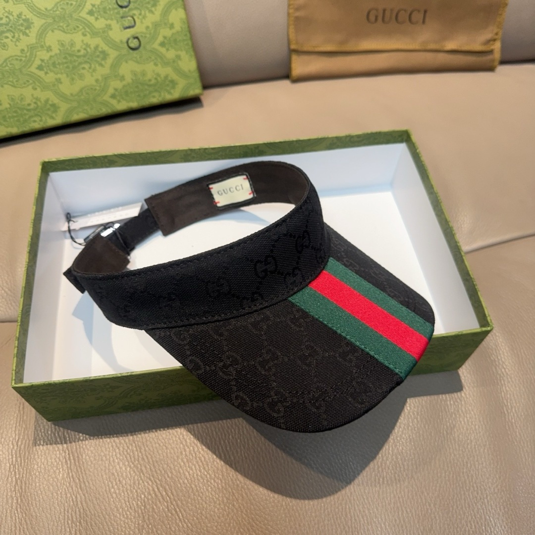 原单版本出货！配盒子布袋，Gucci(古奇)最新原单宽版织带空顶帽。专柜1:1开模订制，最高版本，原版帆