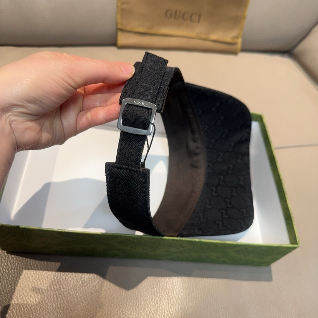 原单版本出货！配盒子布袋，Gucci(古奇)最新原单宽版织带空顶帽。专柜1:1开模订制，最高版本，原版帆